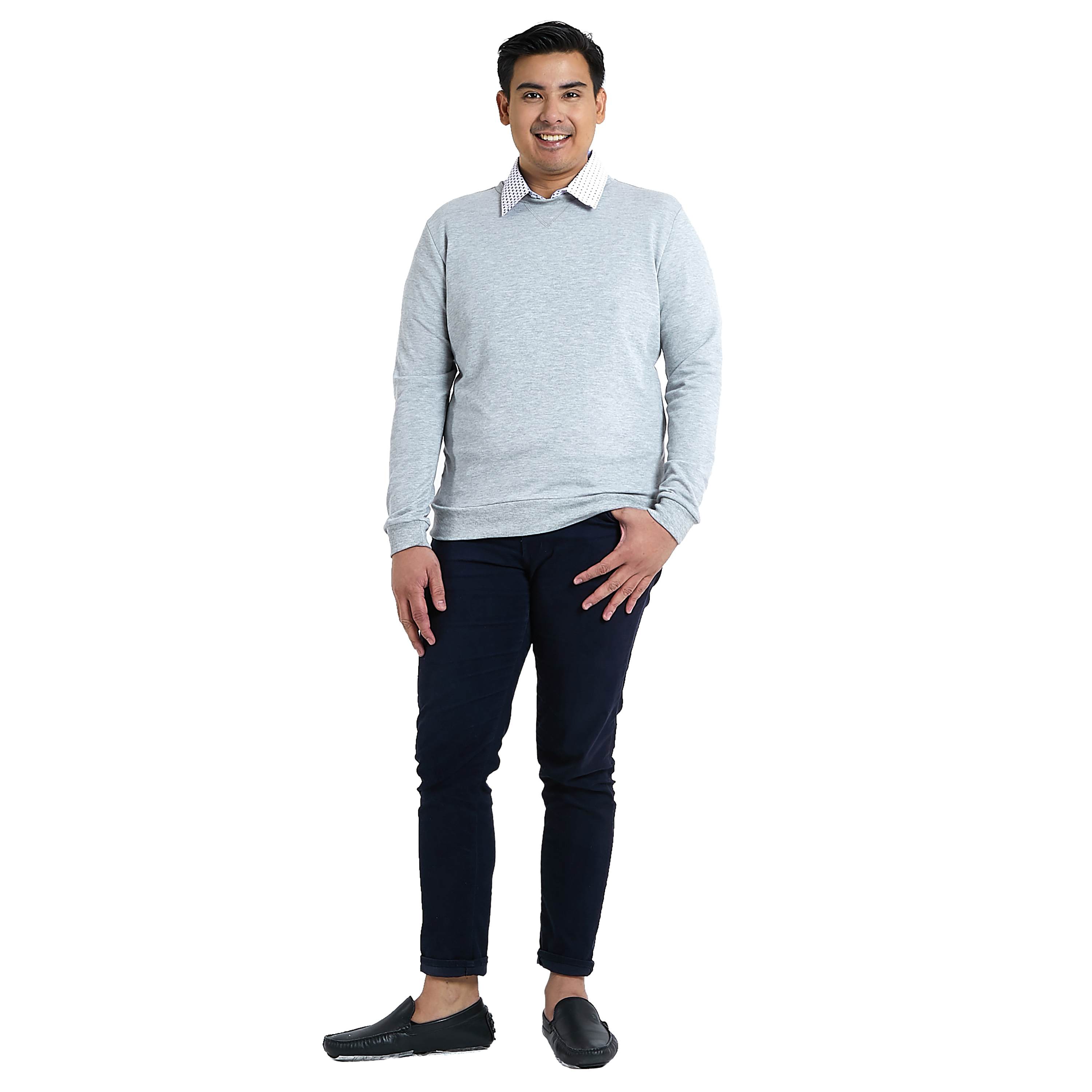 IDENTITY Men's Long Sleeve French Terry Crewneck Sweater Lazada PH