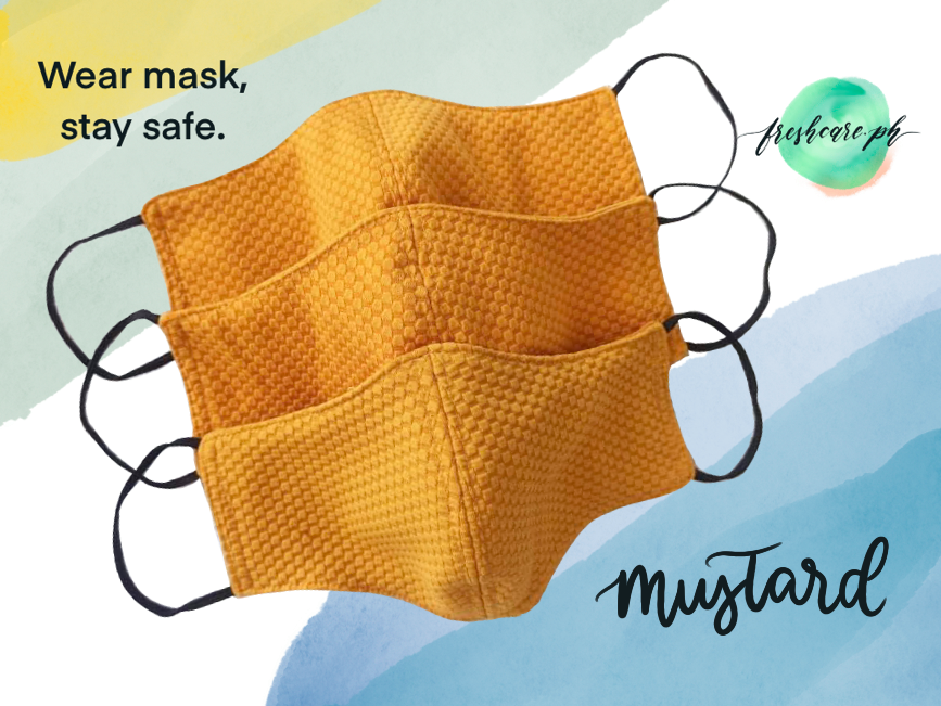 Washable Face Mask with Pellon Filter MUSTARD/DARK YELLOW Cotton Face Mask with Filter