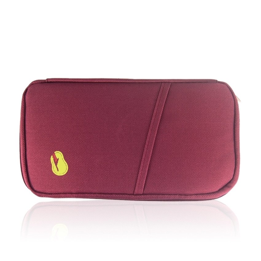 Travel Document Wallet With Hand Strap (Red)