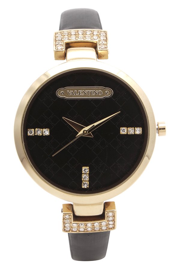 Valentino Watch for Women 20121847GD BLACK DIAL Black Leather Strap