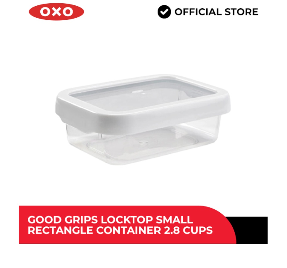 OXO Good Grips LockTop Container, Small Rectangle, 3.8 cup, White/Clear