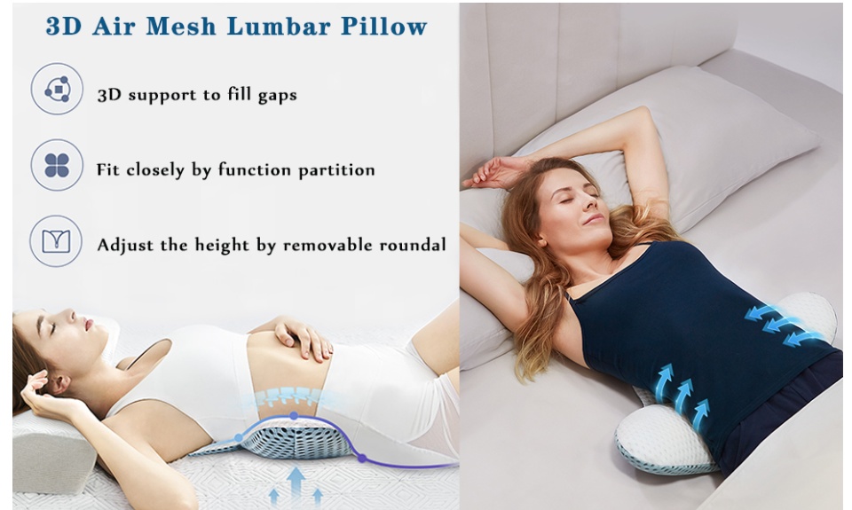 Unrivalled Quality and Value Bobasndm Lumbar Support Pillow for Sleeping,  3D Air Mesh Back Pillow for Bed, Adjustable Height Lumbar Pillow for Lower  Back Pain Relief, Soft Back Support Pillow , back
