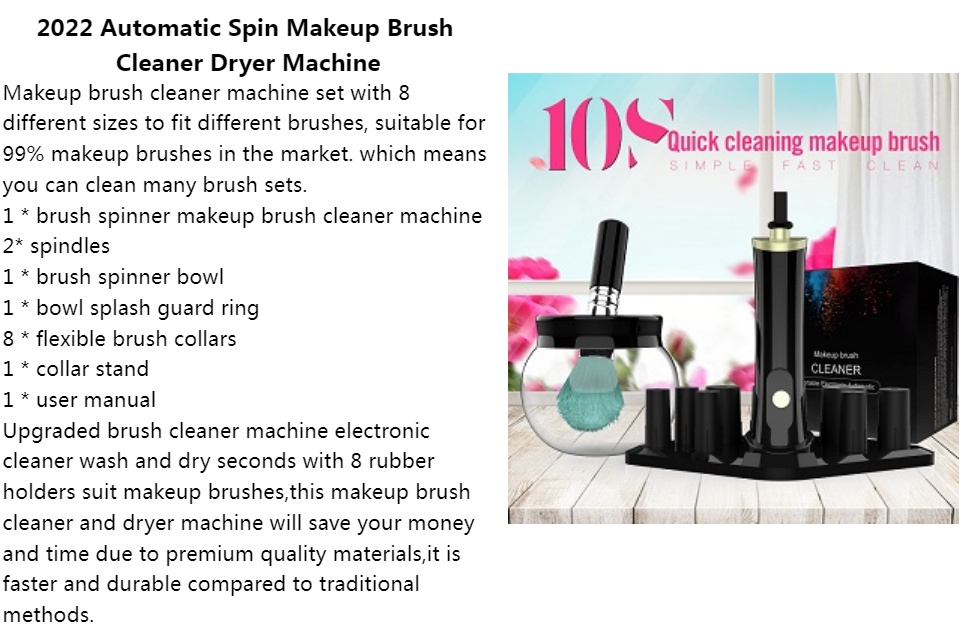 Premium Makeup Brush Cleaner Dryer Super-Fast Electric Brush Cleaner  Machine Automatic Brush Cleaner Spinner Makeup Brush Tools - Medrock  Pharmacy