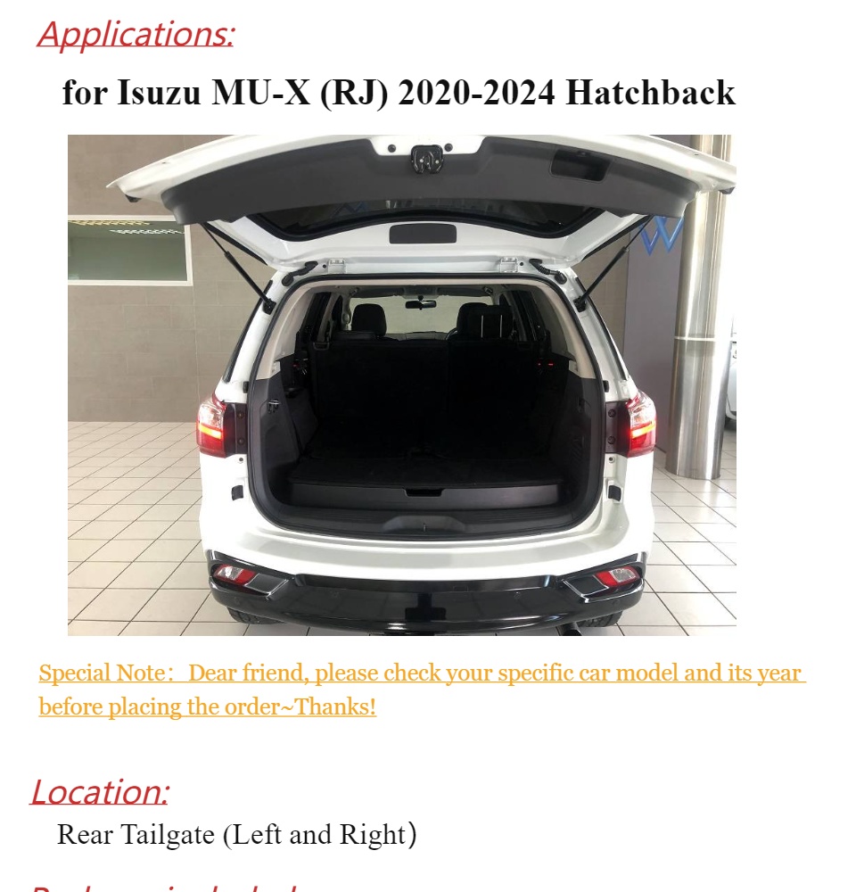Rear Hatch Lift Supports For Isuzu Mux Mu-x (rf) 2013-2021
