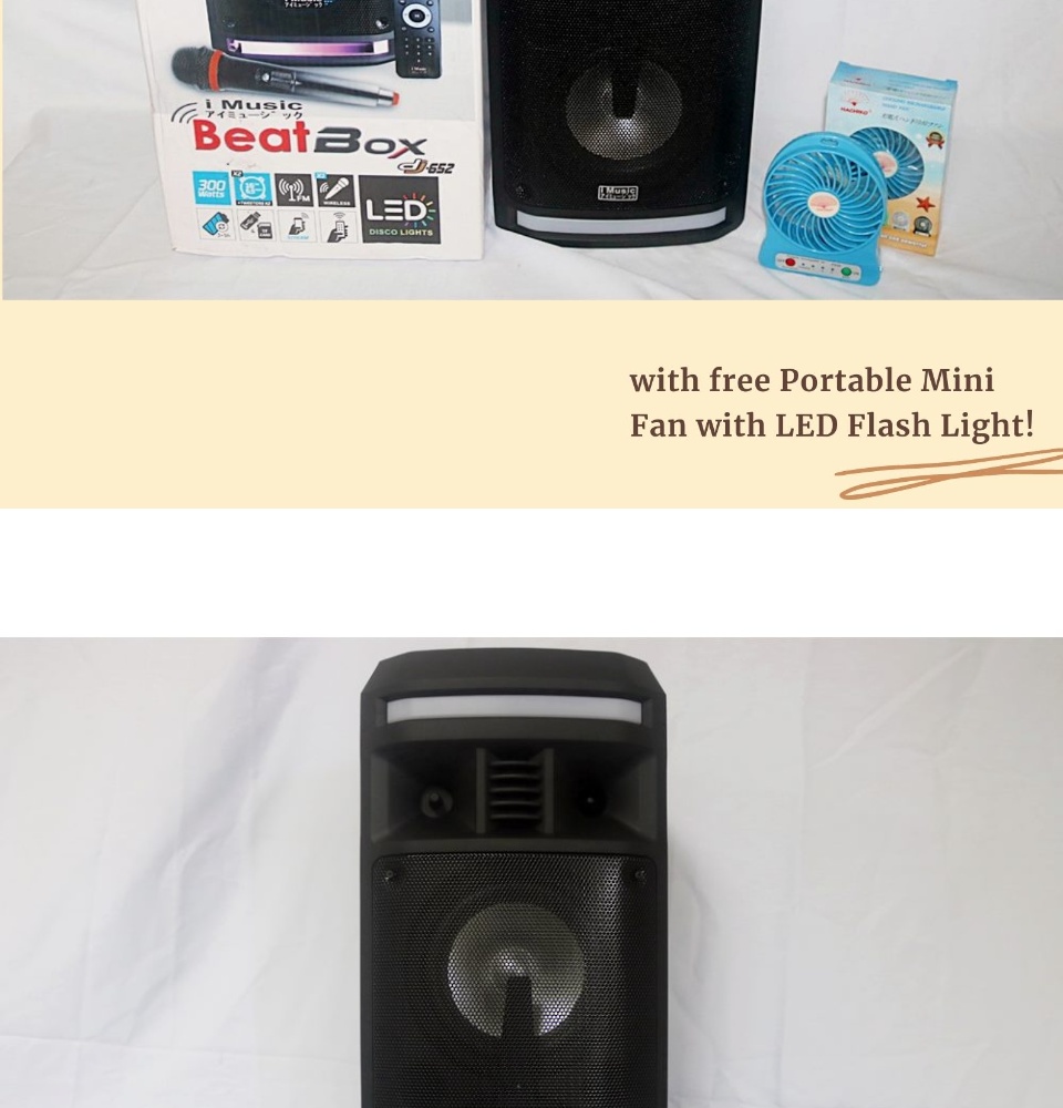 Imusic Beatbox DJ-652 Speaker with Free Portable Mini Fan with LED Flash  Light | Lazada PH