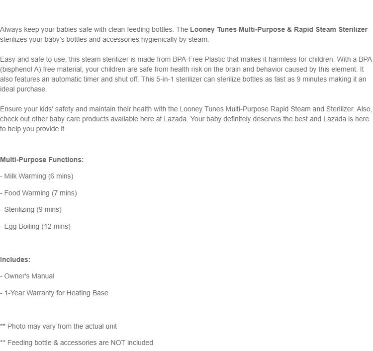 looney tunes sterilizer price