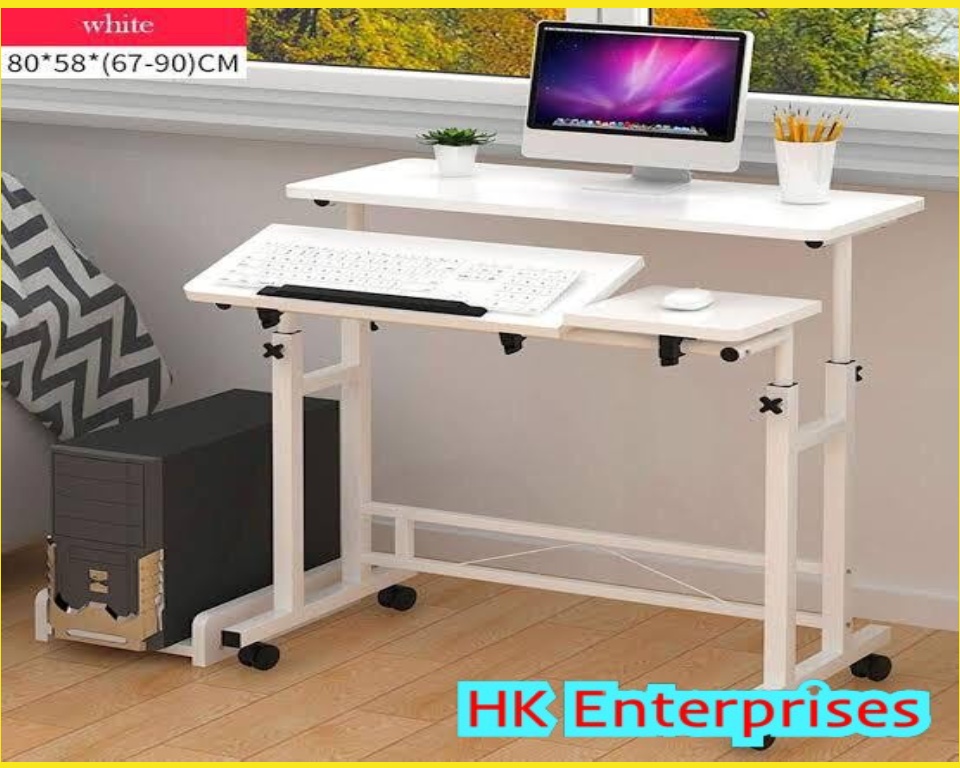 Hke Movable Computer Table Wheels Mobile Standing Desk Stand Up Desk Height Adjustable Home Office Desk Lazada Ph