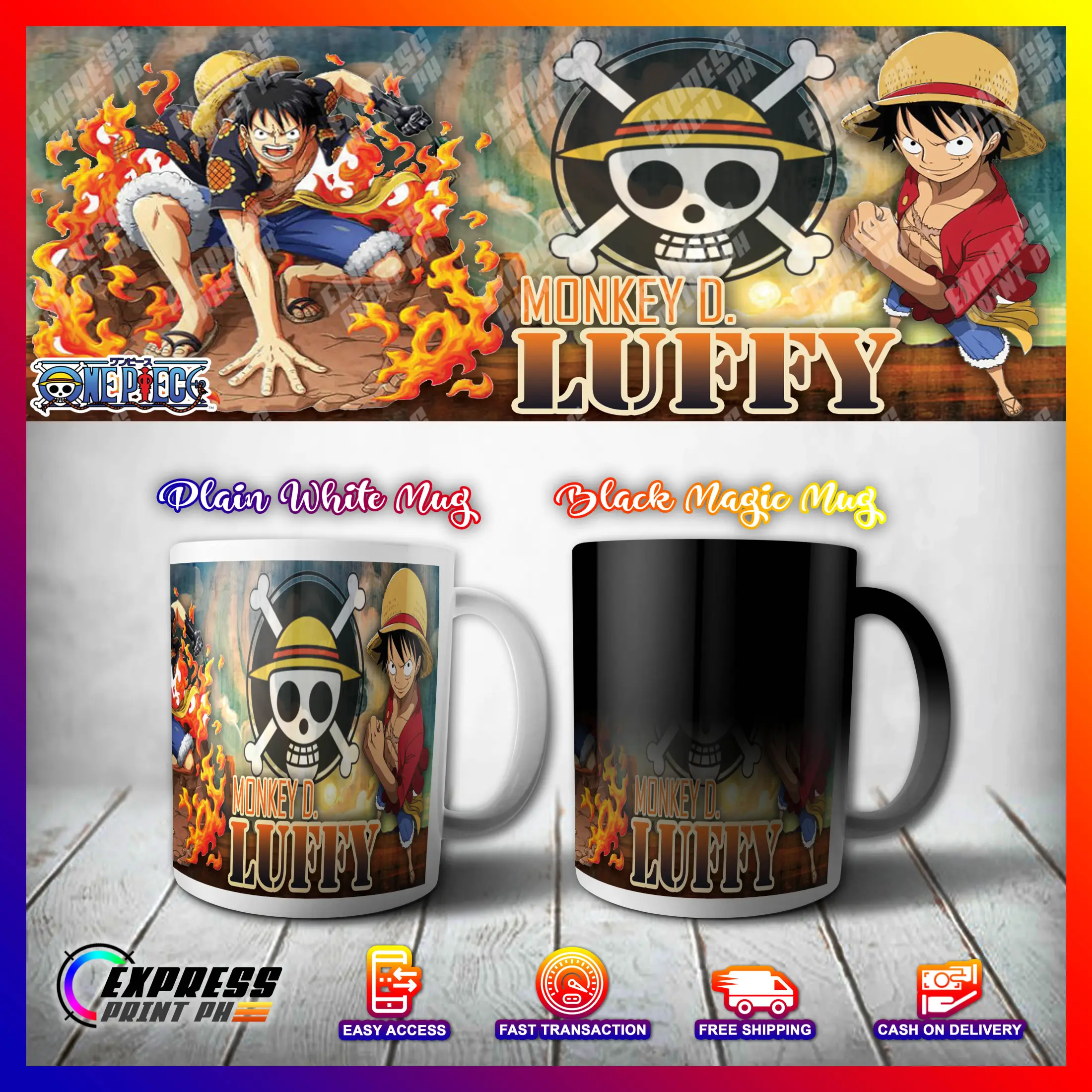 Expressprintph One Piece Monkey D Luffy 009 11oz Glossy Ceramic Mug W Free Box Lazada Ph