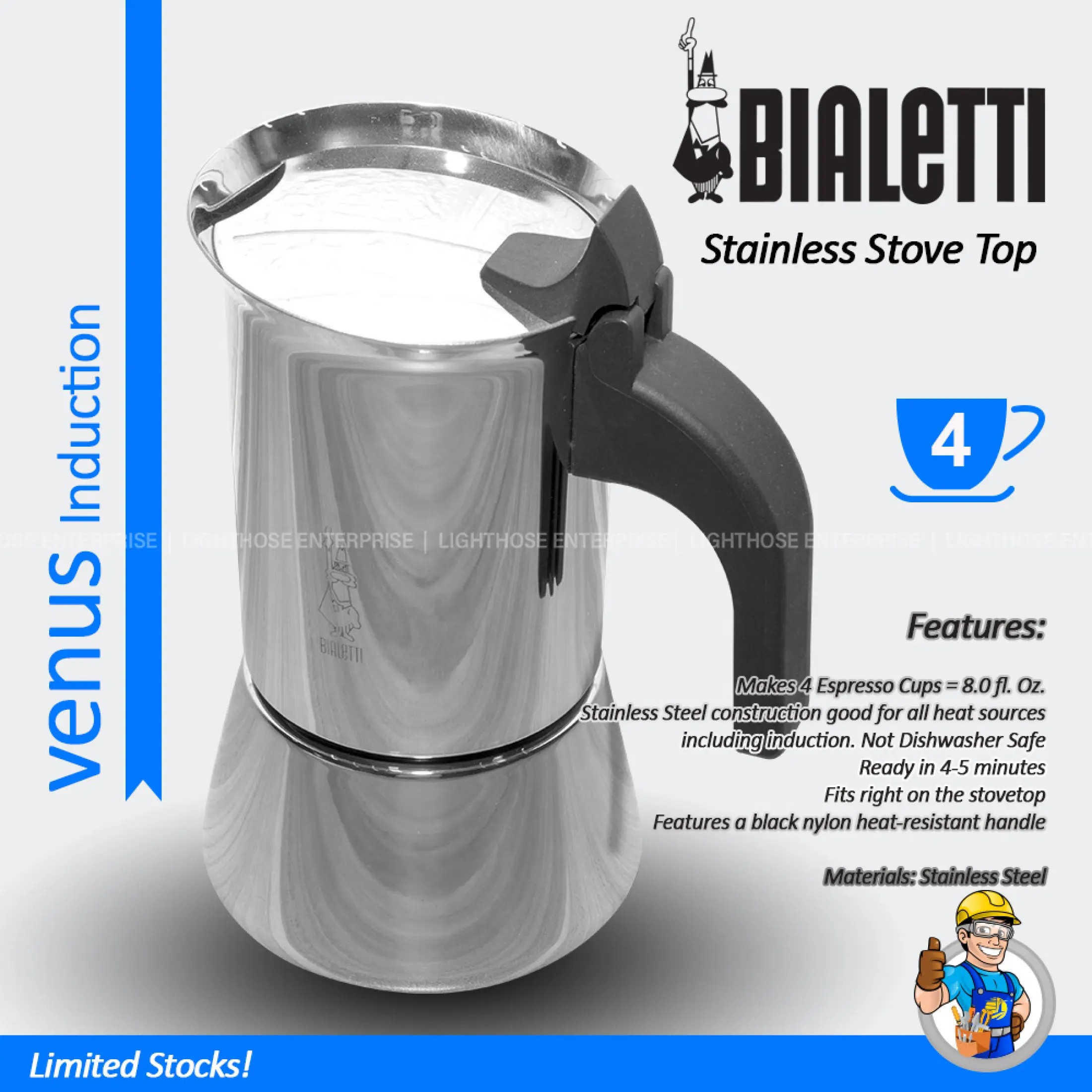 Bialetti elegance venus induction 10 cup stainless steel espresso maker Bialetti Elegance Venus Espressomakerguide