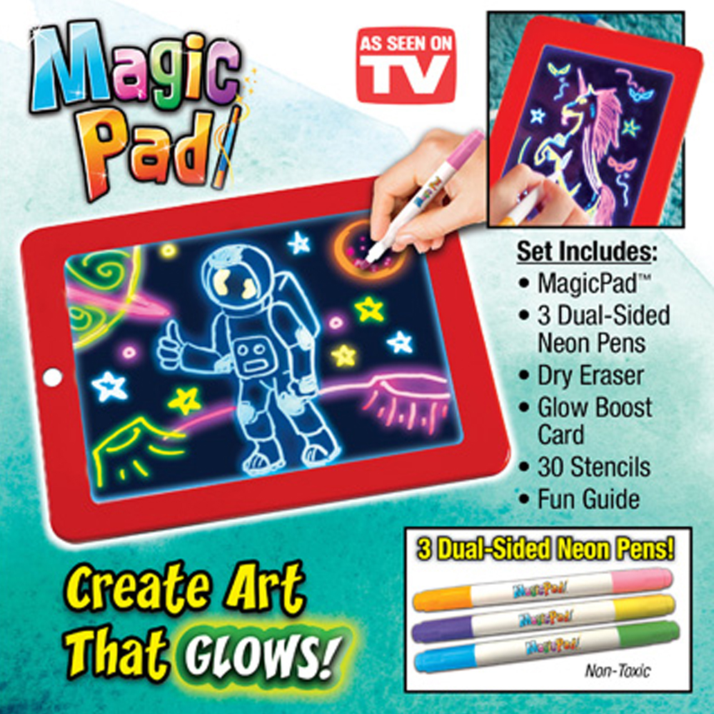 Ontel Bonus Magic Pad Deluxe Light Up LED Drawing Tablet with Extras