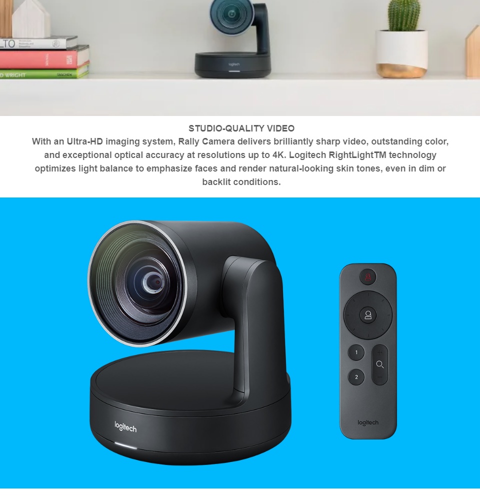 LOGITECH RALLY PREMIUM PTZ VIDEO CONFERENCE CAMERA Powerful 4K