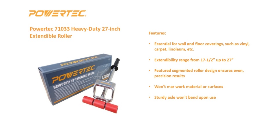 POWERTEC 71033 27 in. Heavy-Duty Extendible Roller