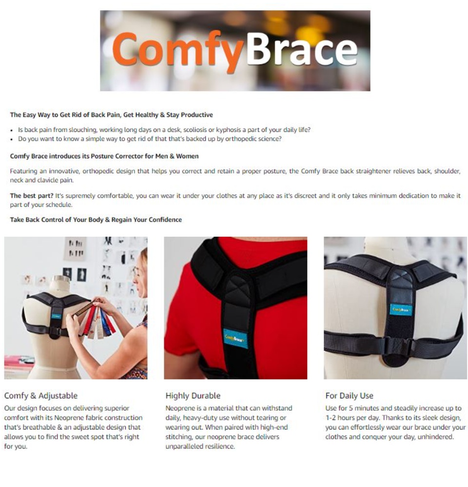 ComfyBrace Posture Corrector-Back Brace For Men And Women- Fully Adjustable  Straightener For Mid
