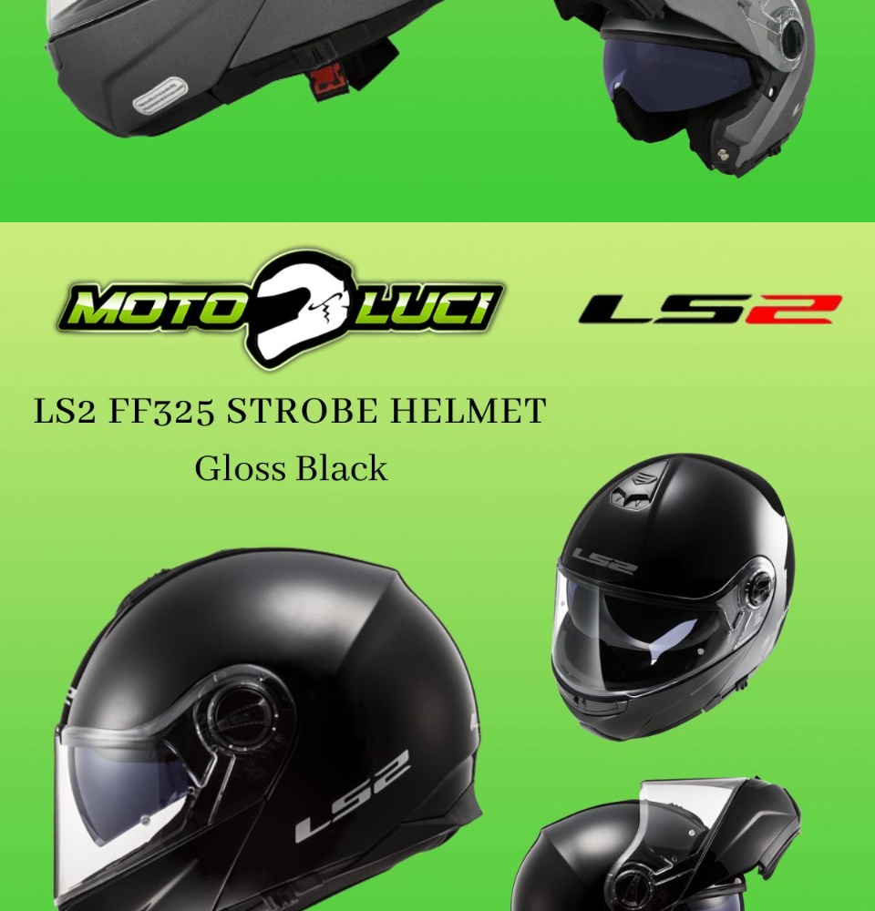 Gloss Black Ls2 Modular Strobe LS2 Strobe II Matt Black FREE UK