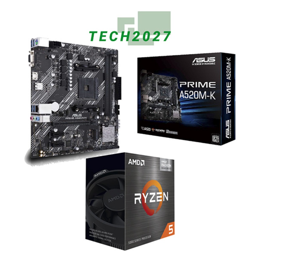 AMD Ryzen 5 5500 3.6 GHz Six-Core Processor with ASUS PRIME A520M ...
