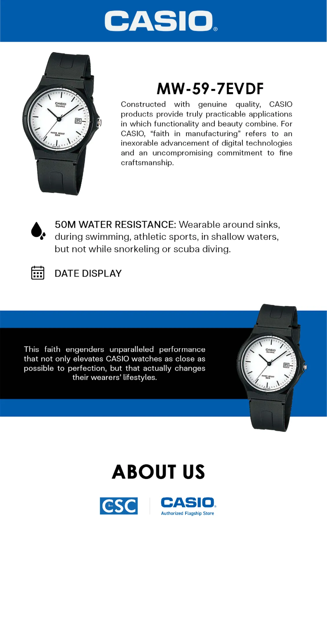 Casio Mw 59 7evdf Black Resin Strap 50 Meter Quartz Watch Lazada Ph