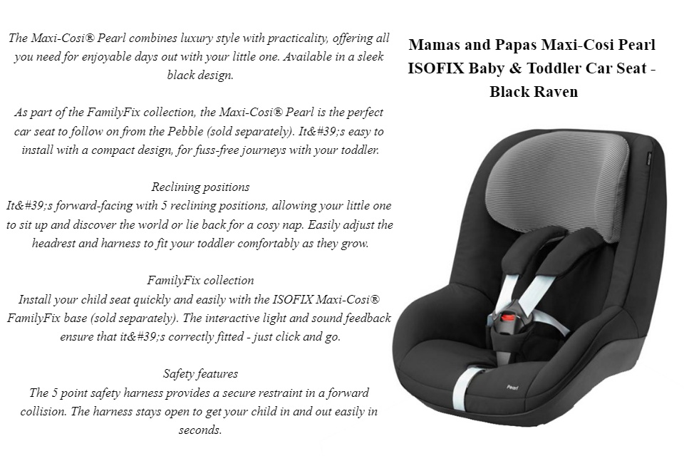 Maxi cosi pearl black raven best sale