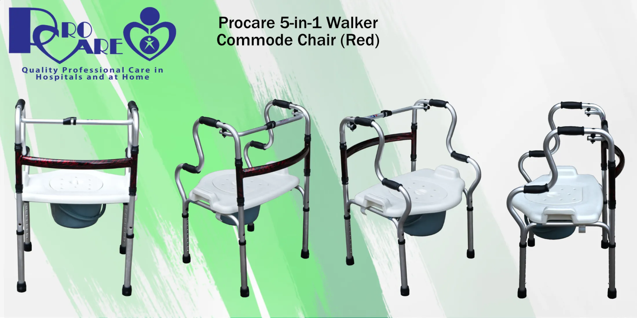 Procare 5 In 1 Multi Functioning Reciprocating Walker Commode Shower Chair With Commode Pail Arinola Adjustable Height Push And Lock Button Mechanism And Waterproof Washable Seat Lazada Ph