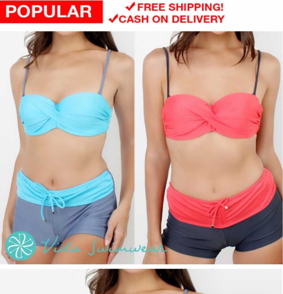 shorts and bikini top swimwear
