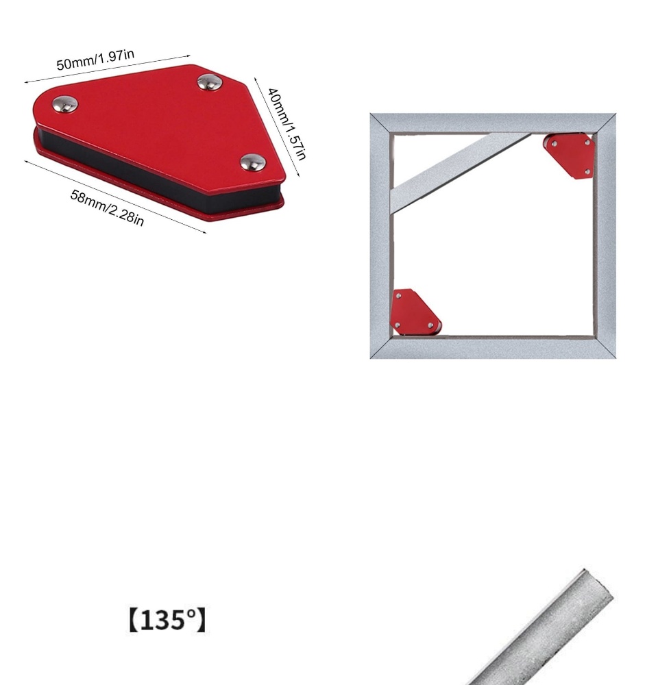 4X Welding Magnet Squares - 9Lb Magnetic Holder For 45°, 90°, 135° Angles - Welder Clamp Tool