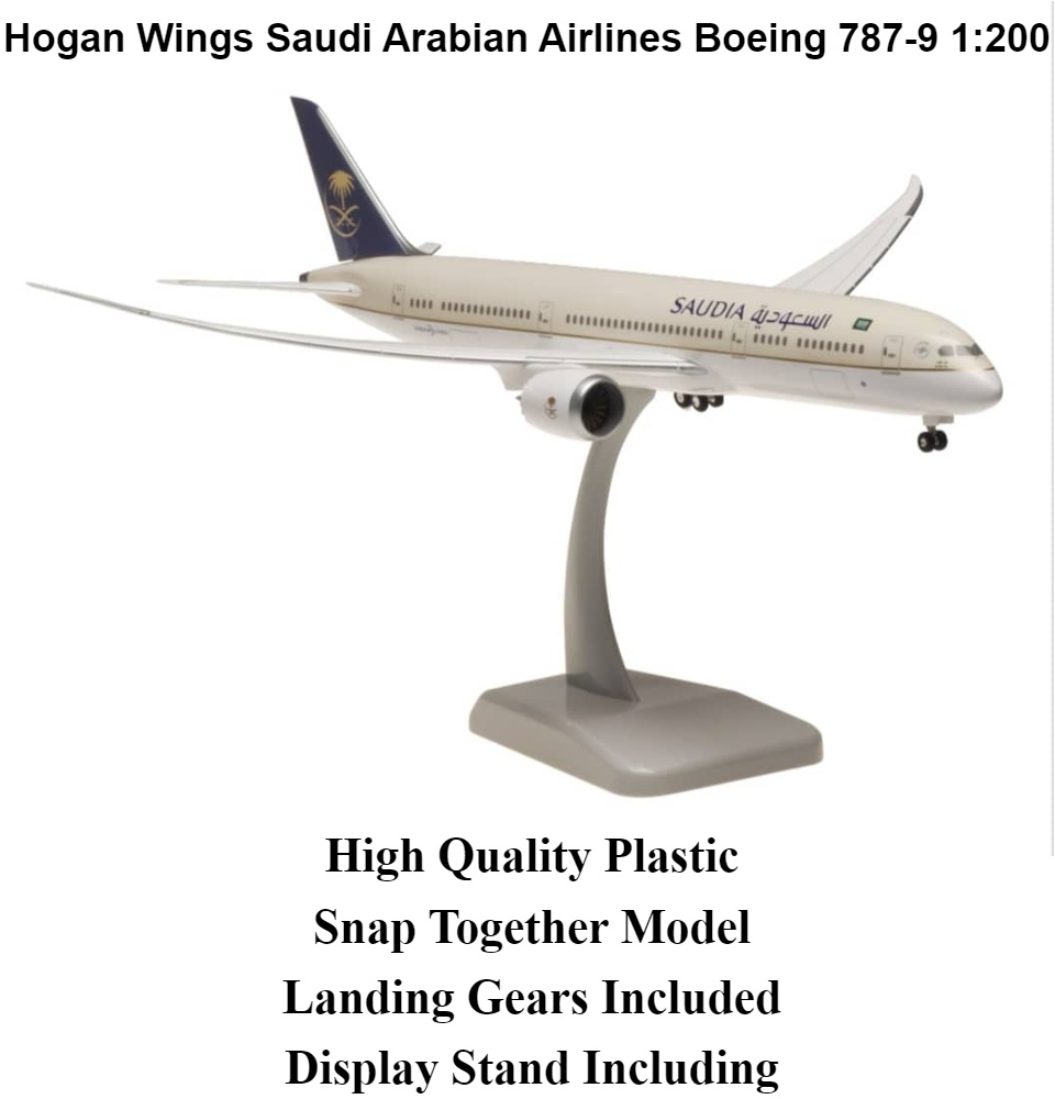 Hogan Saudi Arabian Airlines Boeing 787-9 1/200 Solid Plastic
