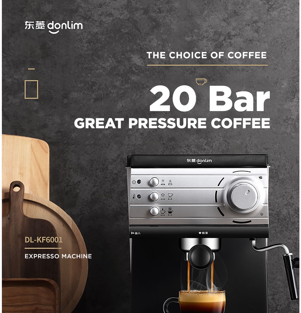 Donlim Coffee Maker Machine Espresso With Milk Frother Wand for