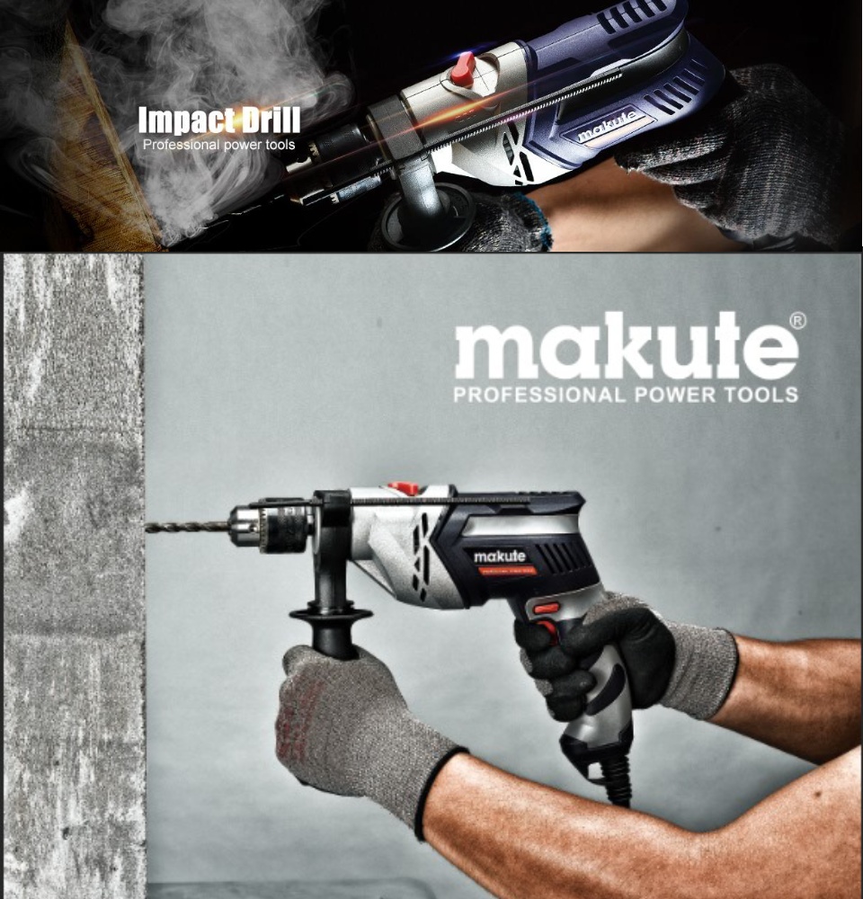 Makute 220V 13MM 1020W Professional Power Electric Impact Drill ID009  360°Rotate Handle Multifunction Of Impact/Drill/Screw
