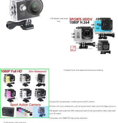 Full HD 1080P Action Camera Sports Cam Waterproof 30M DV Camcorder Helmet Cam