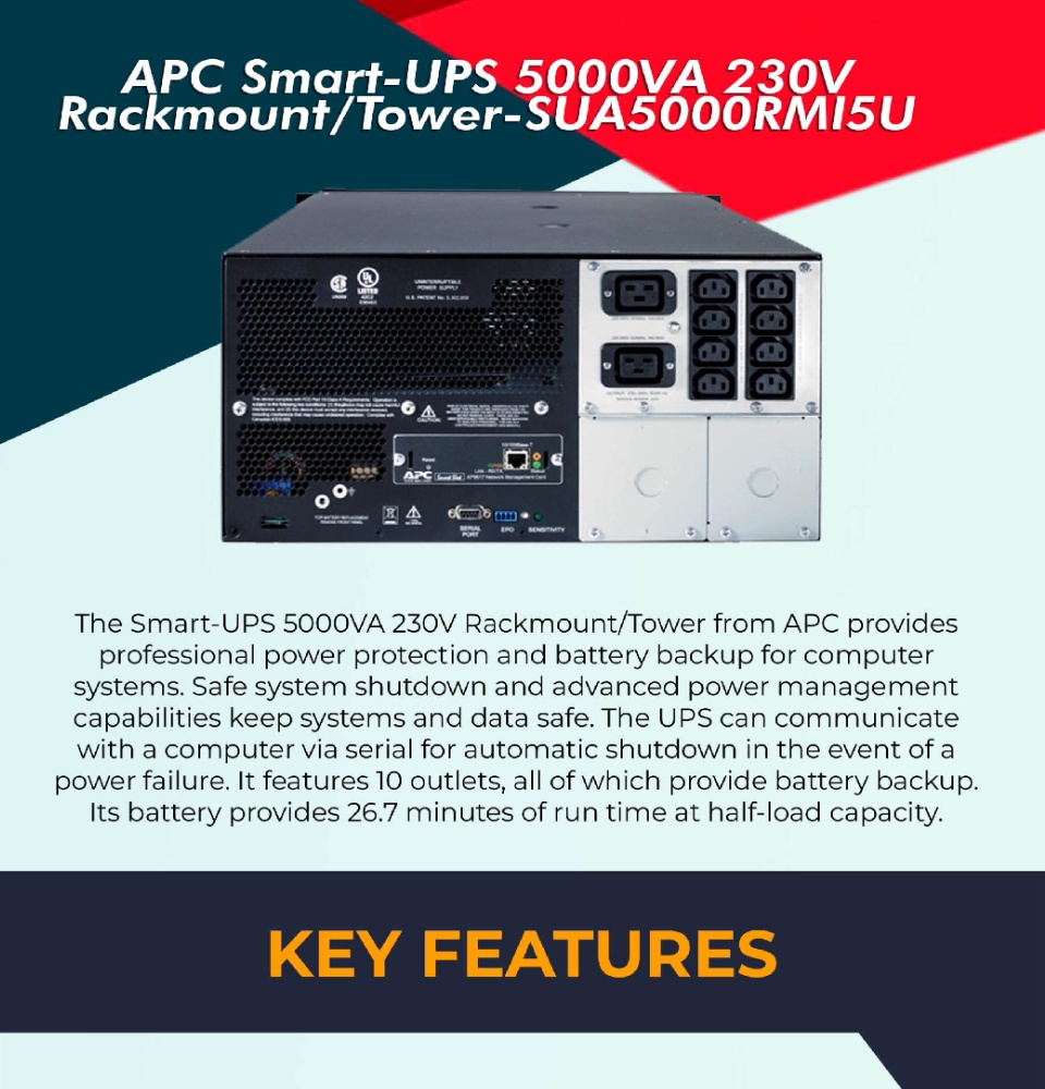 APC Smart-UPS 5000VA Rackmount/Tower SUA5000RMI5U Compatible