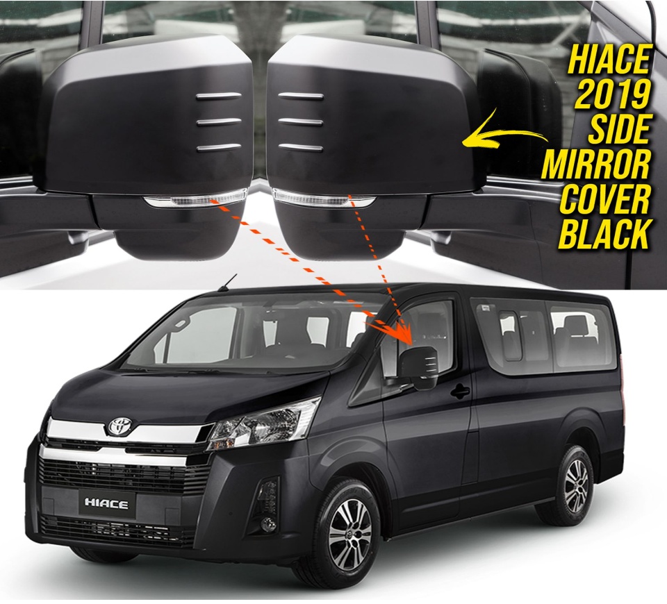 Toyota Hi ace GL Super Grandia Commuter deluxe 2019 to 2026 Side Mirror  Cover Matte Black set 2pcs HIACE Hi ace Accessories