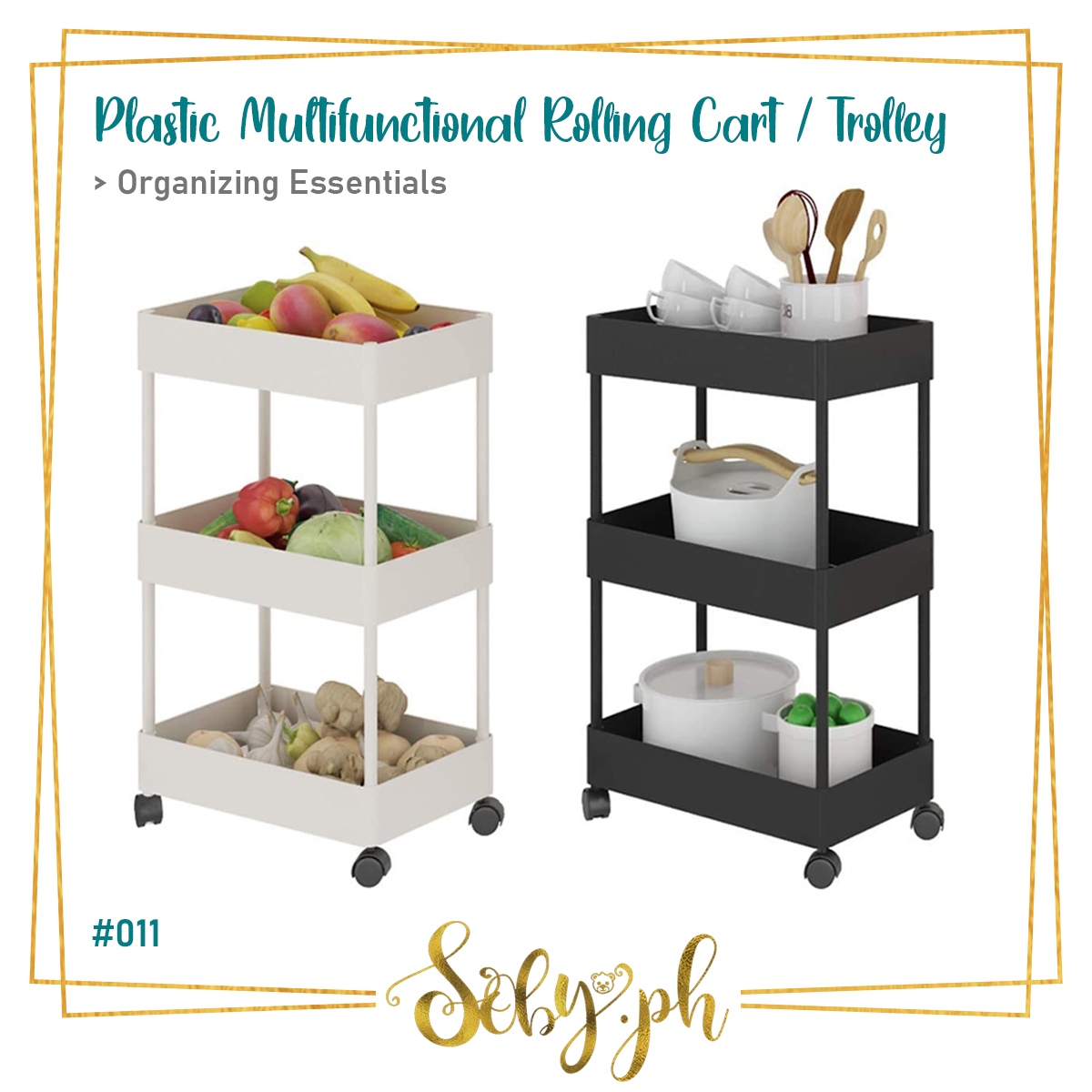 Rolling Metal Trolley Cart Mobile Utility Carts with 4 Steel Wire Shelves and Easy Glide Caster Wheels Slide Out Mesh Storage Cart Storage Tower Rack Storage Shelves for Home Kitchen Bathroom Storage