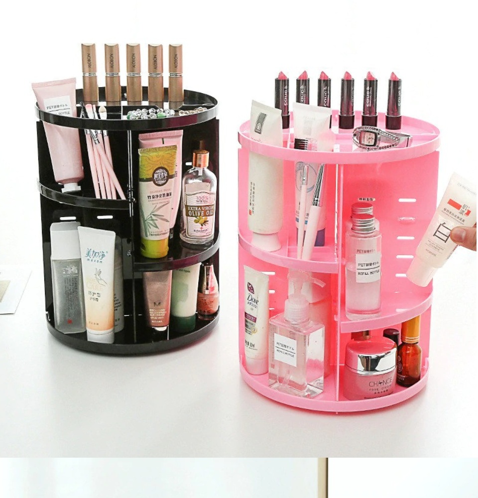 360° Rotating Makeup Organizer Spinning Make Up Box Storage Brush Rack  Shelf Holder