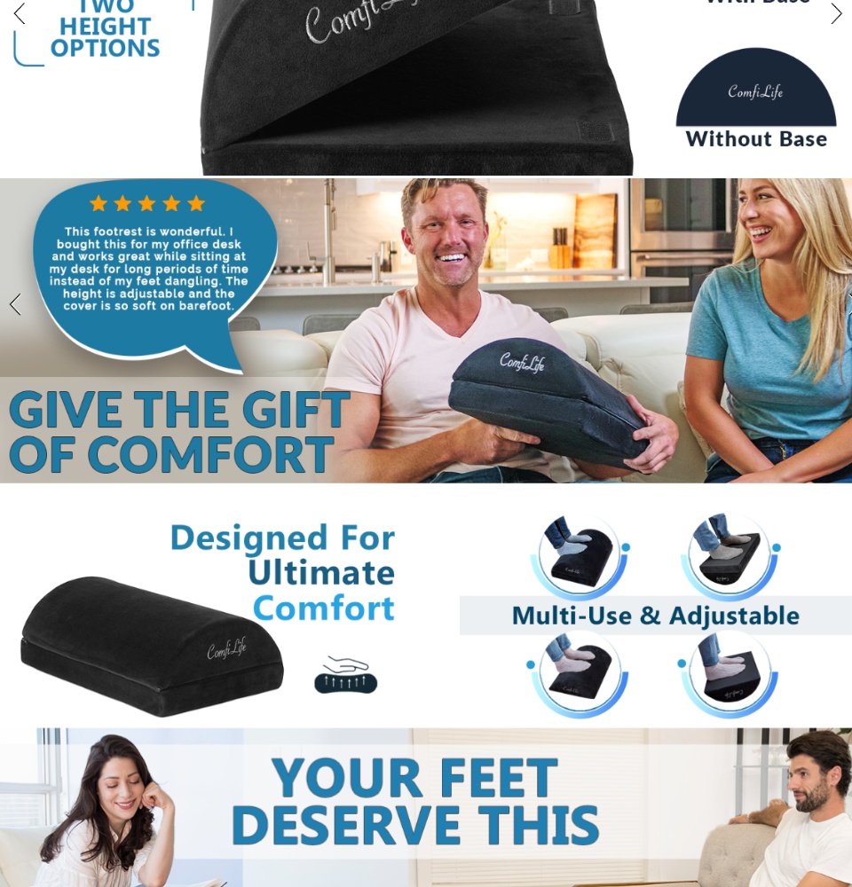ComfiLife Foot Rest for Under Desk at Work – Adjustable Memory