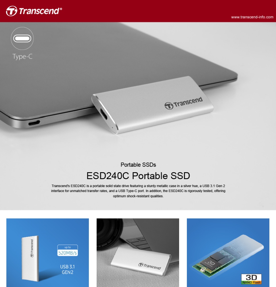 Transcend Esd240c Portable Ssd Ts120gesd240c Transcend ESD240C