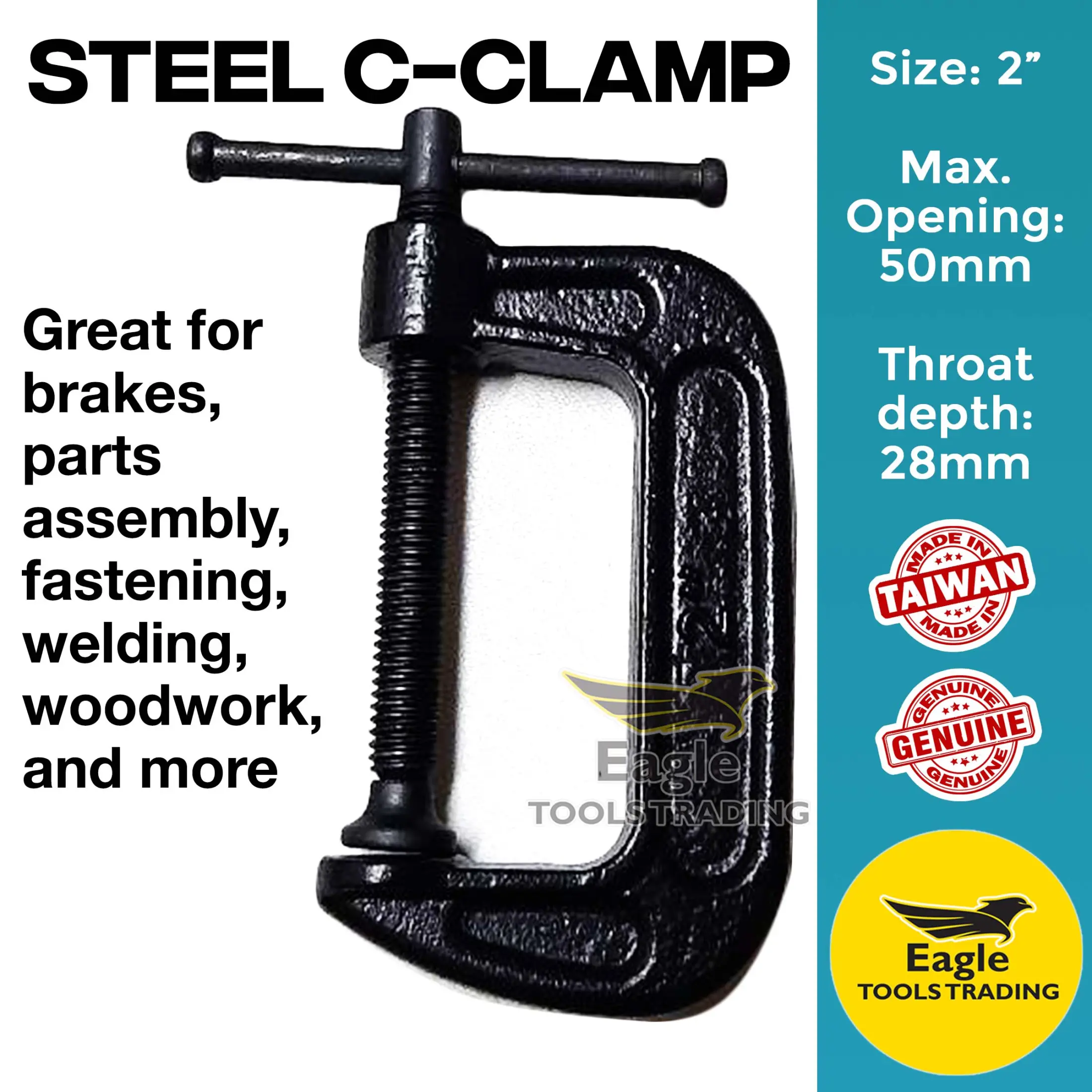 Steel C Clamp 2 Inch 50mm Max Opening 50 Millimeter Maximum 28mm Throat Depth Steel C Clamp Two Inches Carpentry Woodworking Furniture Welding Construction Tool Holds In Place Lazada Ph