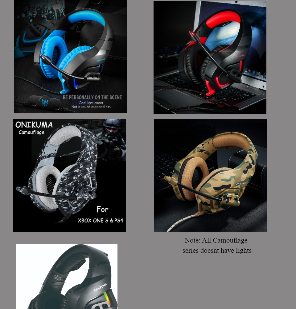 ONIKUMA K1 Gaming Headset With LED light Water Resistant Gaming