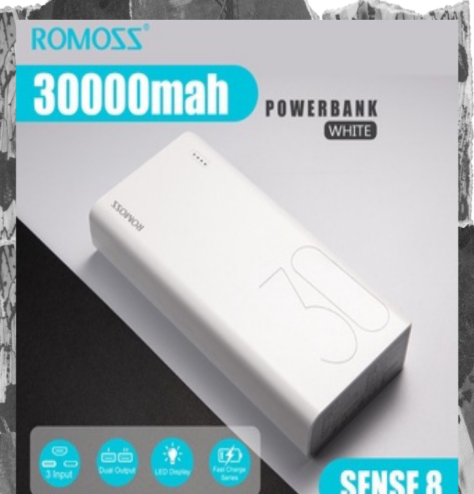 ROMOSS 30000mAh Power Bank Sense 8+, 18W PD USB C Portable Charger with 3  Outputs
