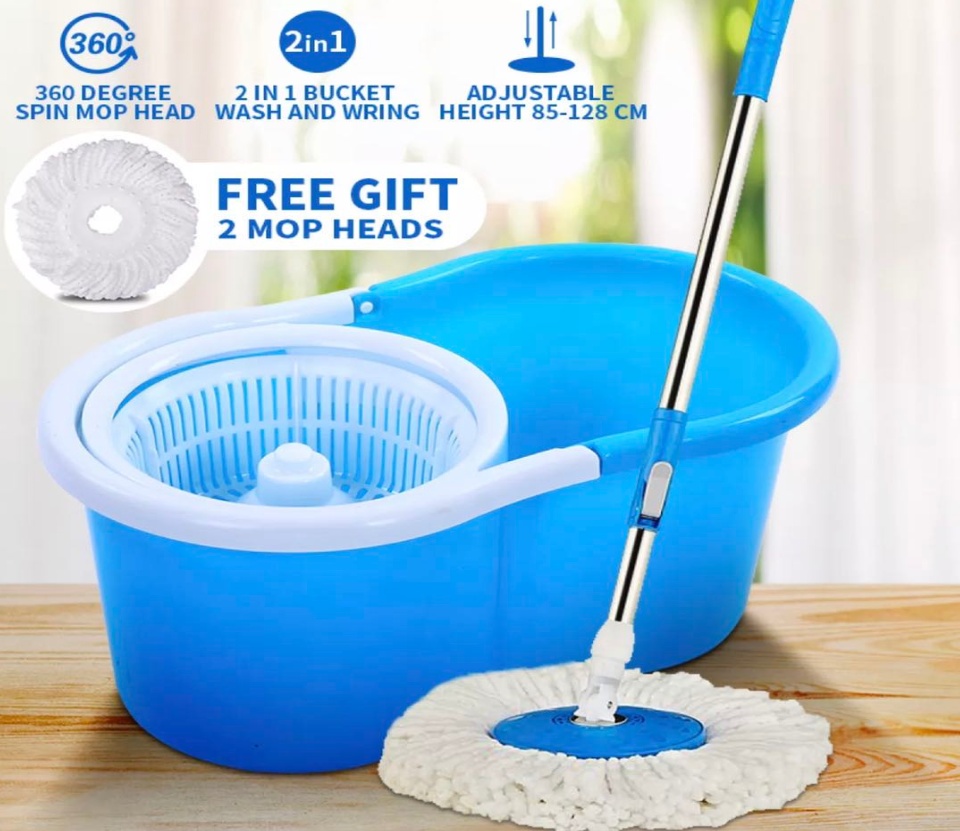 ProClean Spin Mop Stainless Steel Wringer Bucket with Mop Pole & 2