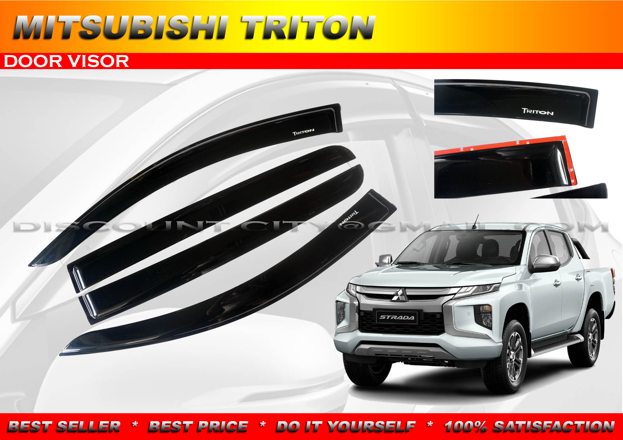 Mitsubishi Triton Strada 2019 Car Rain Wind Door Visor Side Window Deflector Set Of 4 Piecestsmoke Black