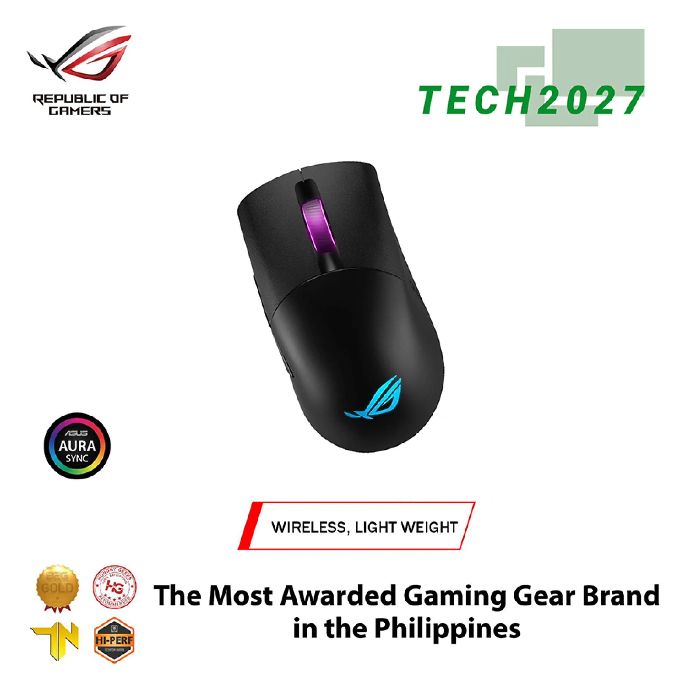 Asus Rog Keris Wireless Lightweight Gaming Mouse Rog 16 000 Dpi Sensor Push Fit Switch Sockets Swappable Side Buttons Rog Omni Mouse Feet Rog Paracord And Aura Sync Rgb Lighting Lazada Ph