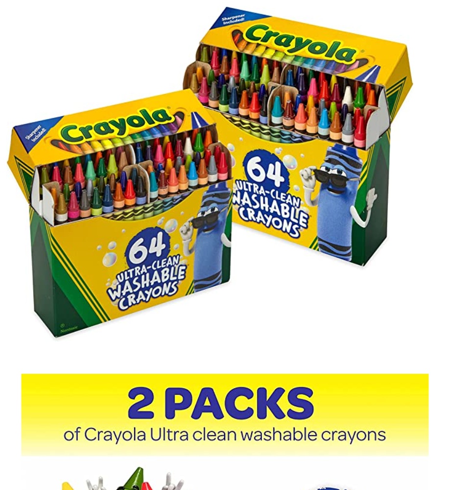 Crayola 64ct Ultra Clean Washable Crayons, 2 Pack Bulk Crayon Set, Gift for  Kids