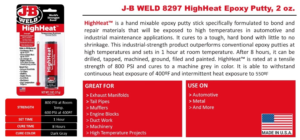 J-B Weld High Heat Epoxy Putty