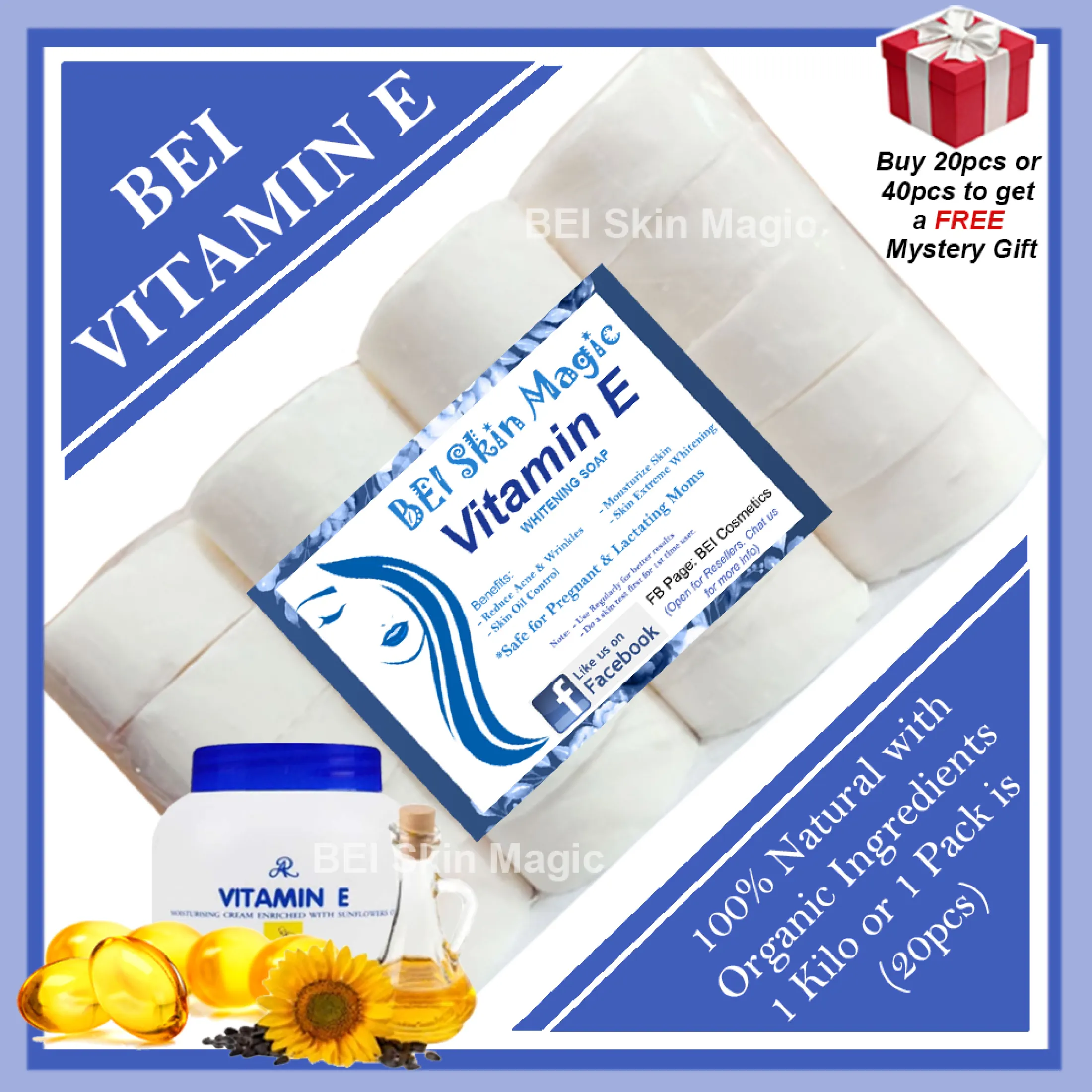 Original Vitamin E 10x Whitening With Glutathione Natural Organic Effective Whitening Round Bar Beauty Soap Skin Care Womens Mens Care Beauty Tools Personal With Variation