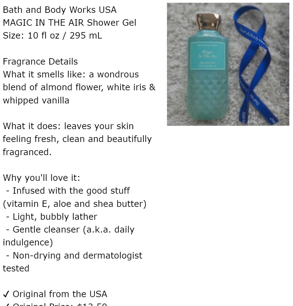 Bath & Body Works Magic in the Air Shower Gel, 10 fl oz