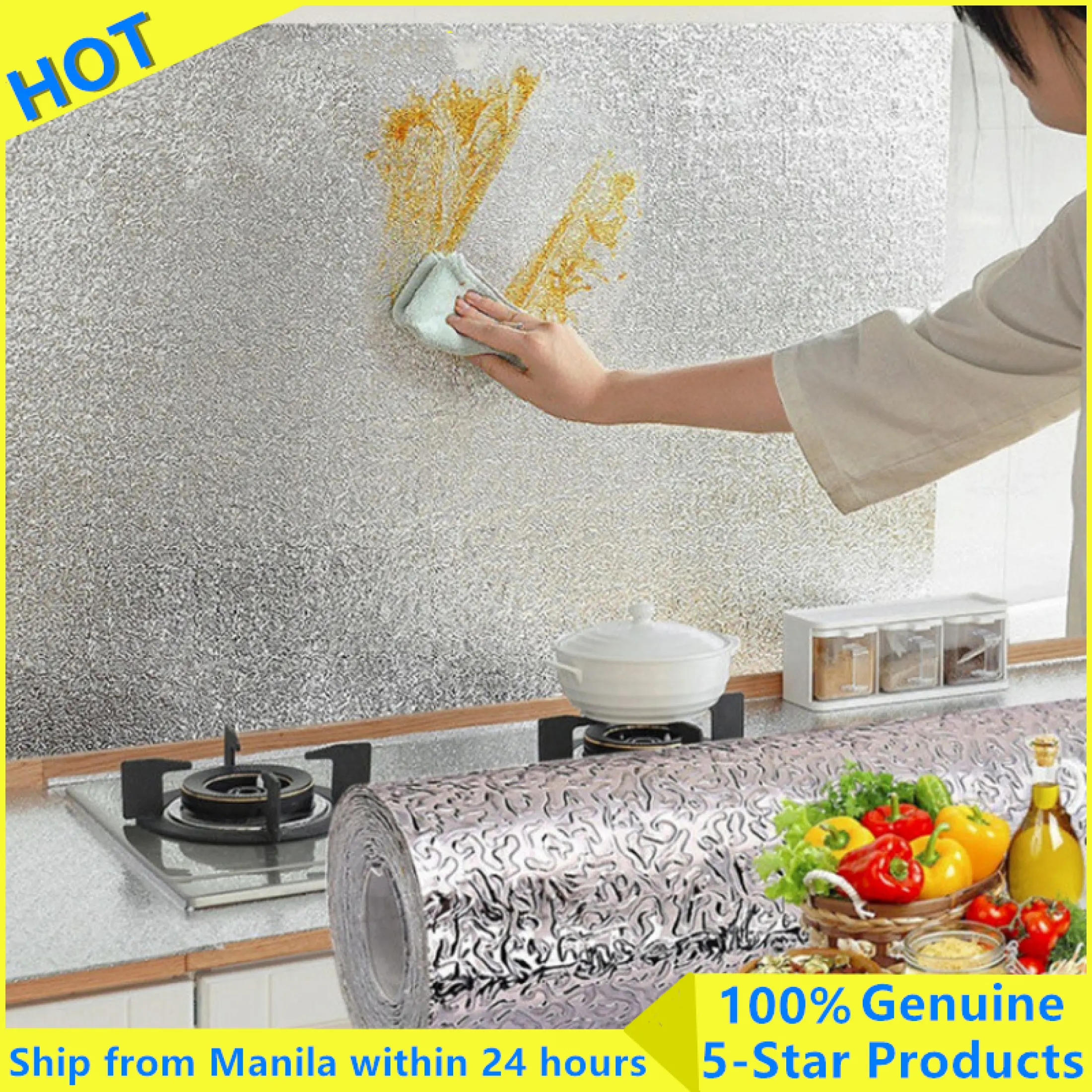 5 Meters Kitchen Backsplash Anti Oil Waterproof Aluminum Film Self Adhesive Oil Sticker Contact Paper Wallpaper Kitchen Stove Cabinet Wall Sticker Lazada Ph