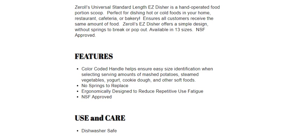Zeroll 2060 Zeroll® Universal EZ Disher Size 60 1-7/16 Bowl Diameter