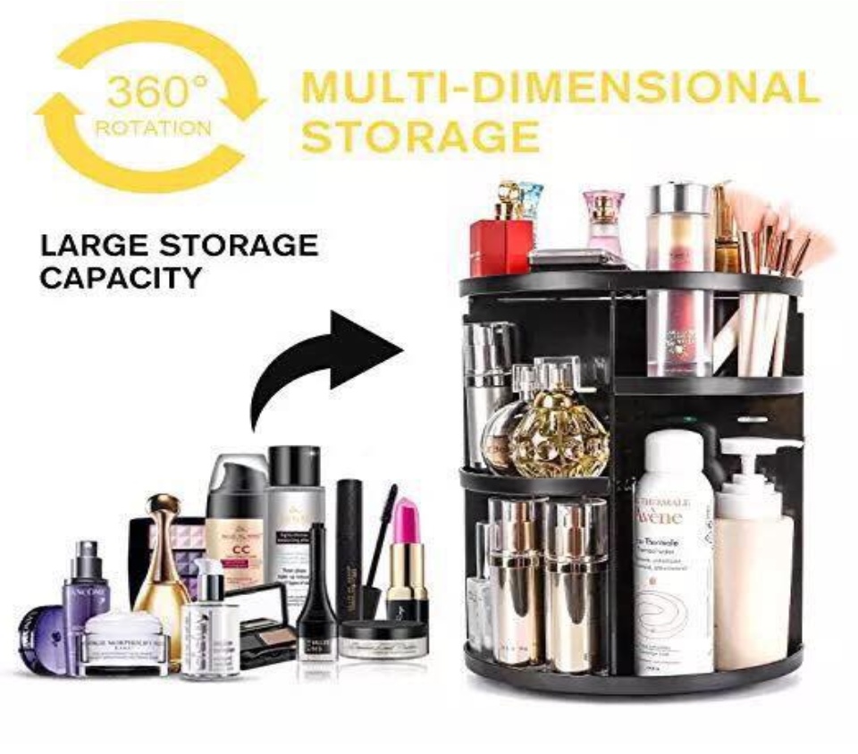 360° Rotating Makeup Organizer Spinning Make Up Box Storage Brush