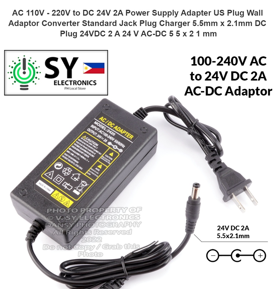 DC24V 2A Adapter AC 100V-240V to DC 24V Converter Power Supply Adapter 5.5*