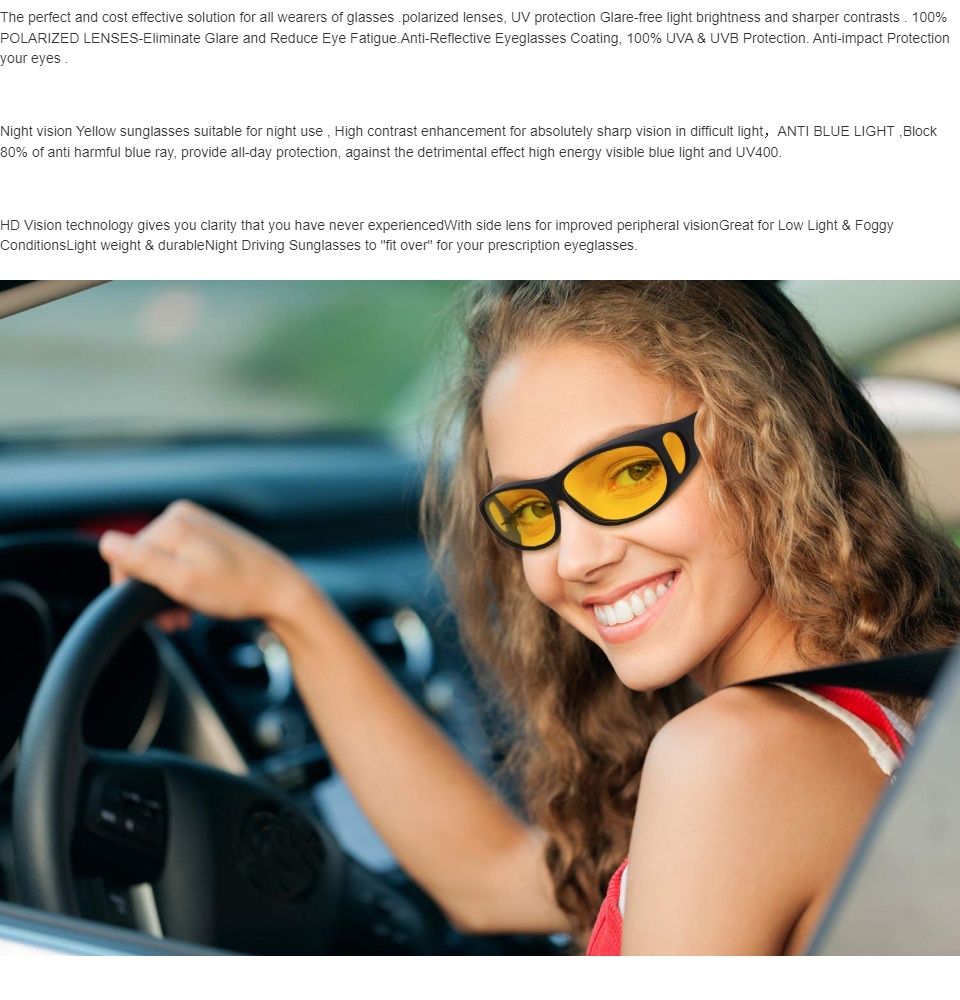 Night Driving Sunglasses Anti Glare Night Vision Glasses HD