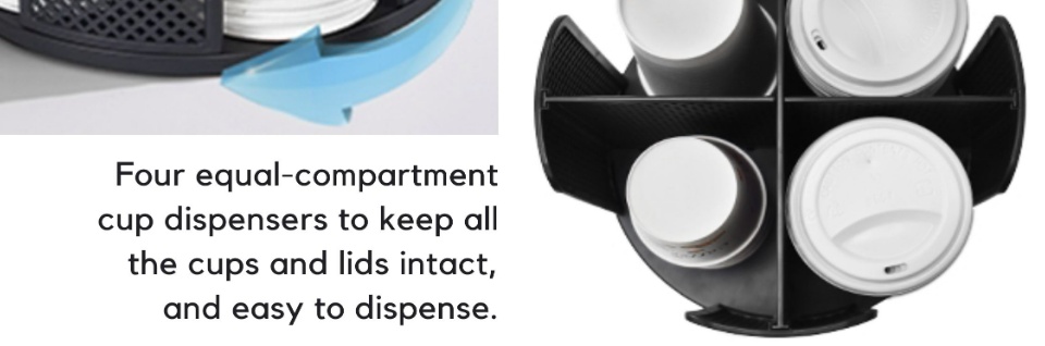 Chris.W Cup Dispenser, Disposable Coffee Cup And Lid Holder For Countertop, Plastic Cup Storage Rack, 360° Rotatable Paper Cup Organizer With 4 - View #6